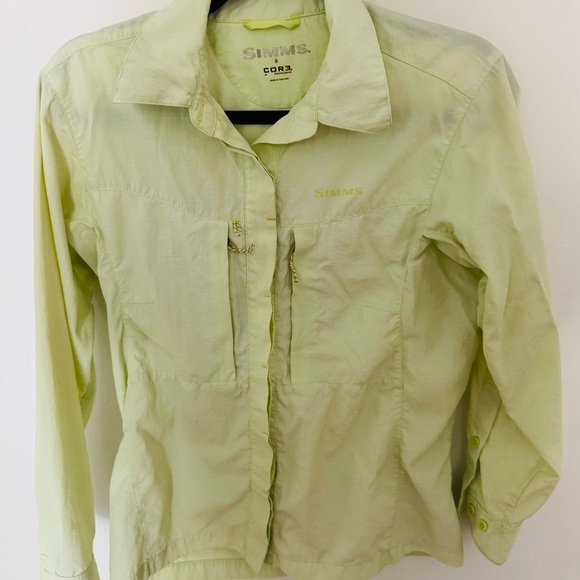 Simms Tops - Simms Cor3 Women’s Small Button Up Long Sleeve Shirt Vented "Trout Hunter" Logo